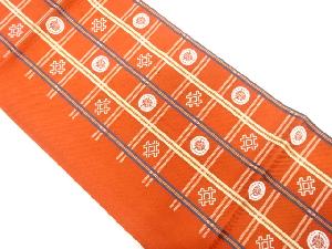 アンティーク　格子に井桁・丸模様織り出し袋帯（材料）